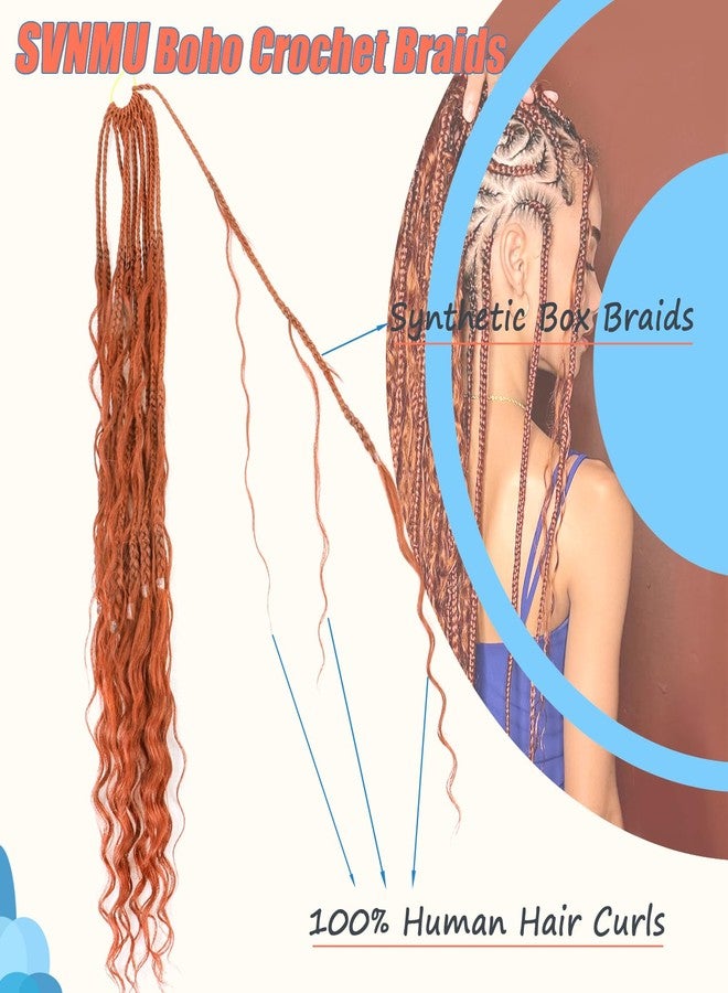 SVNMU ضفائر كروشيه بوهيمية زنجبيلية من شعر بشري مموج، 18 بوصة، 8 عبوات، 96 خصلة، رقم 350، ضفائر بوهيمية مموجة عميقة، ضفائر بوكس، أطراف مجعدة مصنوعة يدويًا - Image 3